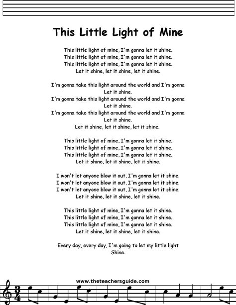 free printable lyrics to this little light of mine|this little light of mine original lyrics.